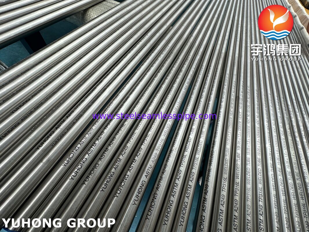 ASTM A249 TP316L Tabung Las Stainless Steel Anil Terang, Digunakan Untuk Pendingin Udara