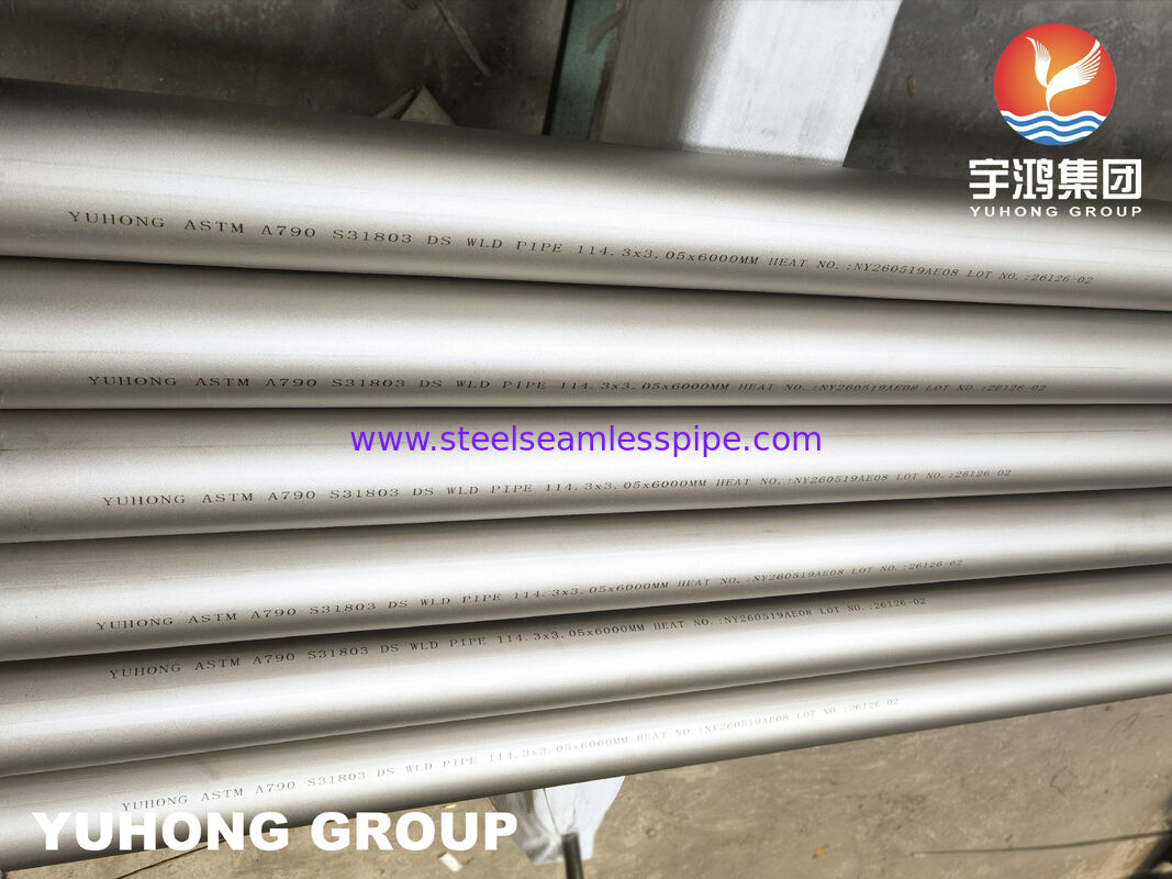 ASTM A790 UNS S31803 Stainless Steel Duplex Pipe Welded untuk layanan industri korosif