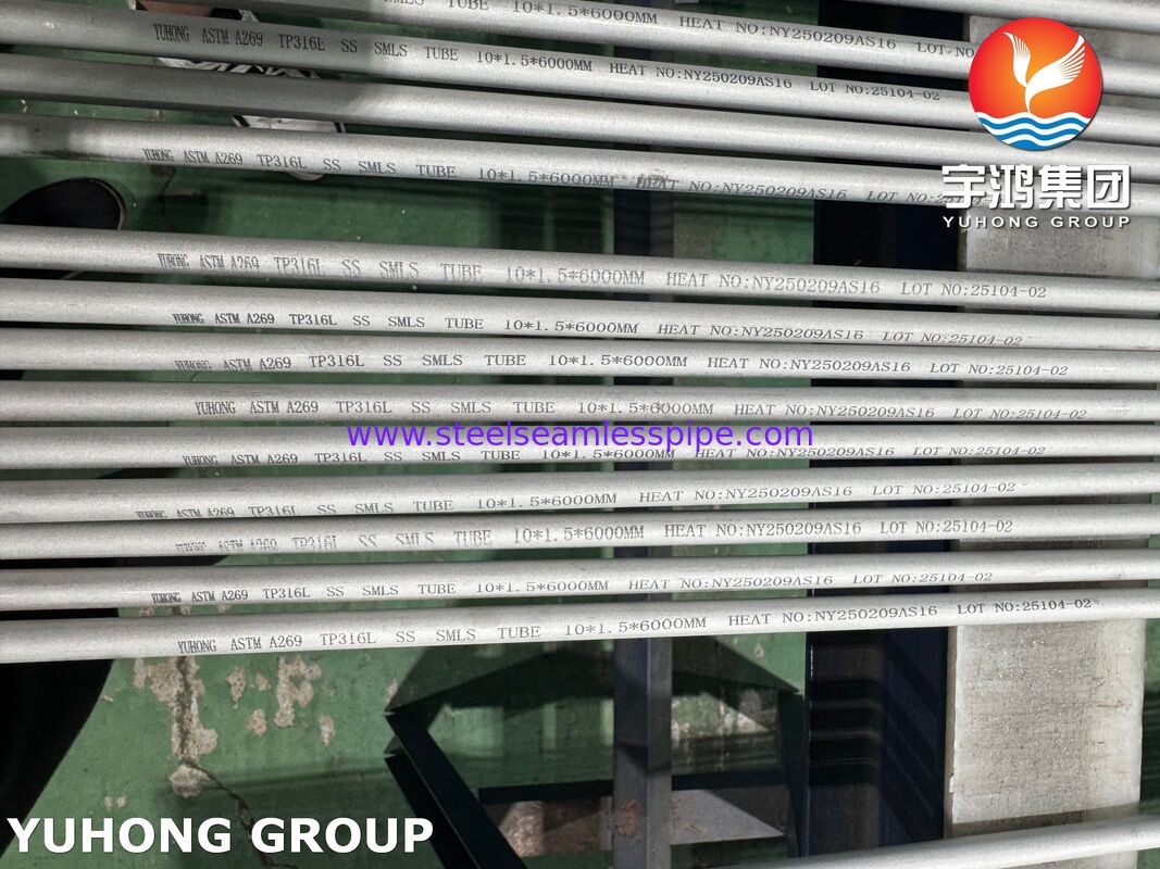 ASTM A269 TP316L Tabung stainless steel tanpa jahitan untuk penukar panas, disiram dan dipanaskan