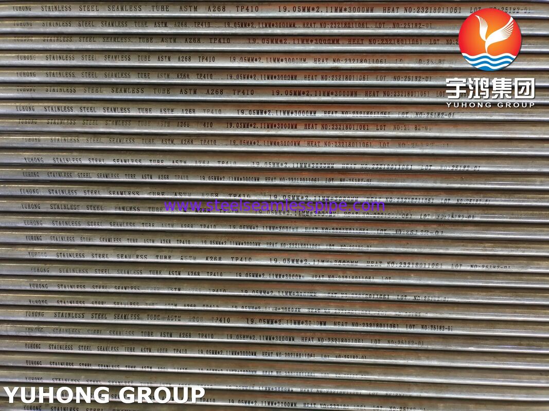 Pipa Seamless Baja Tahan Karat ASTM A268 TP410 1.4006 Pipa Tungku untuk Industri Penyulingan