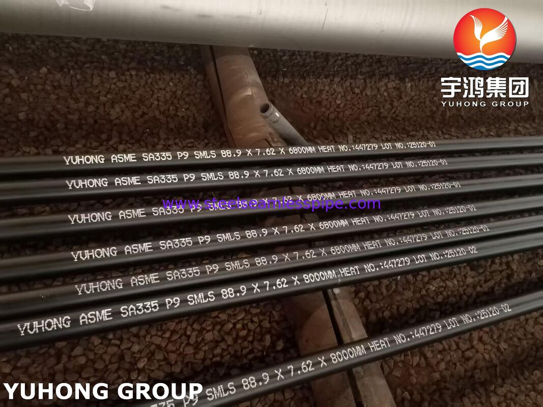 ASME SA335 P9 Pipa Baja Alloy Ferritik Tanpa Jahit untuk Layanan Suhu Tinggi dengan Pengolahan yang Diormalkan dan Dipanaskan