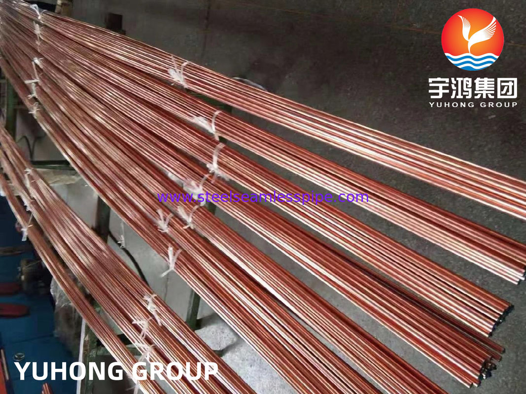 Tabung Tembaga ASTM B111 / ASME SB111 TP2 UNS C12200 DHP Tabung Penukar Panas Seamless