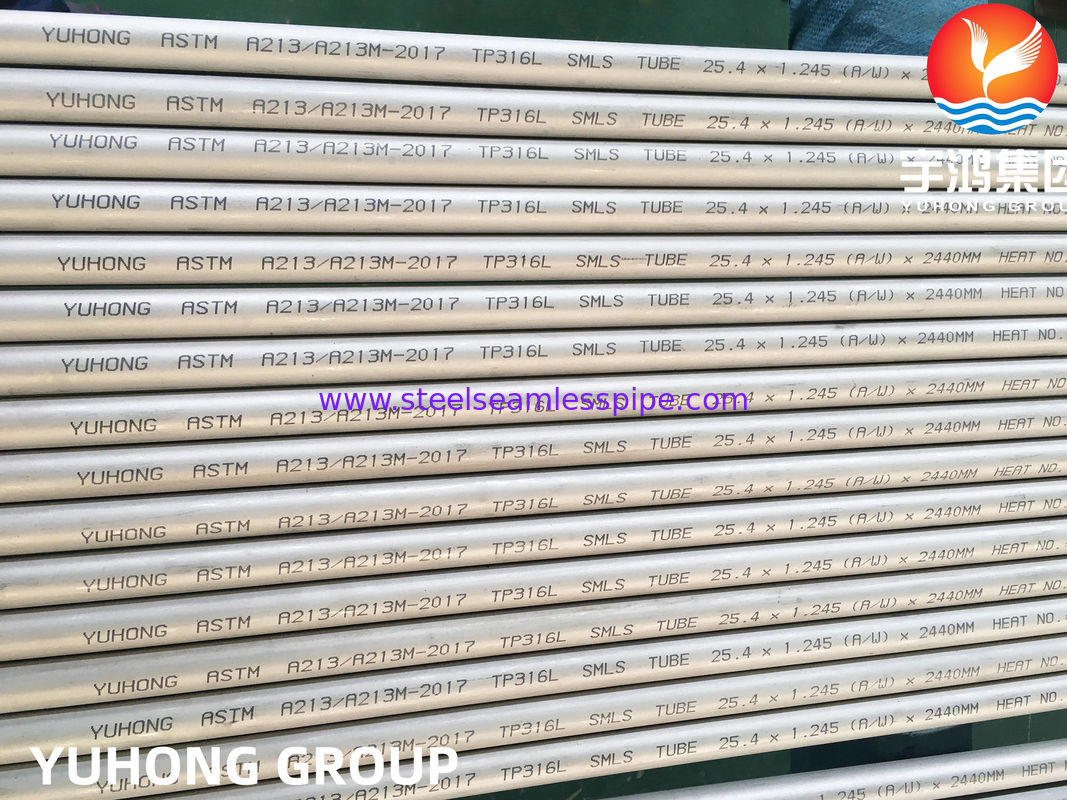ASTM A213 TP316L S31603 SUS316L Tabung Penukar Panas Mulus Stainless Steel