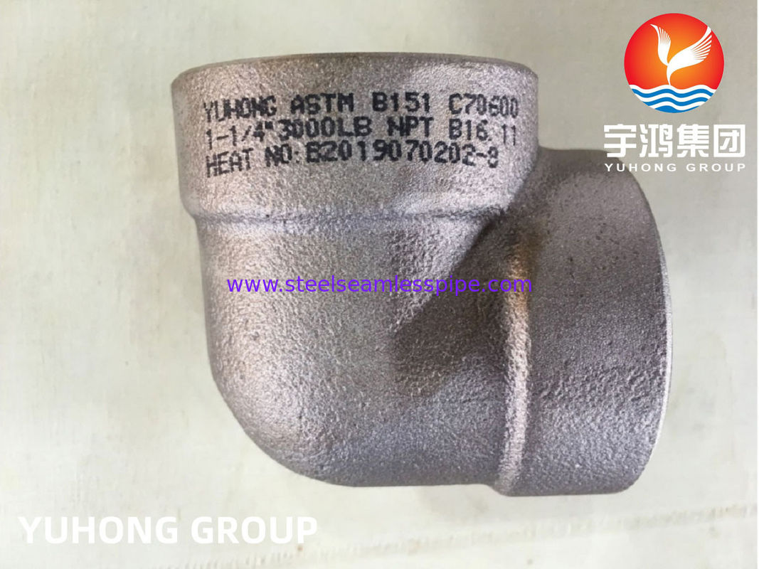 B151 C70600 90LR Threaded Elbow NPT, Copper Alloy High Pressure Forging Fitting Usage In Marine Systeem