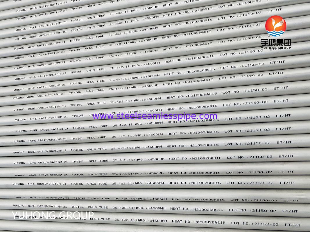 ASTM A213 TP316L Cold Rolled Stainless Steel Seamless Pipe untuk High Temperature Heat Exchanger dengan Kloride Corrosion Resistance
