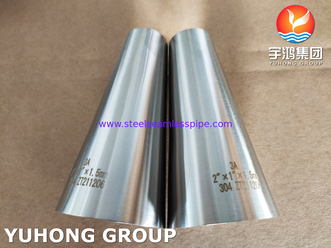 SS304 Fitting Saniter Polished, 3-A Reducer Konsentris Untuk Industri Makanan dan Minuman