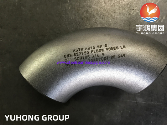 ASTM A815 WP-S UNS S32750 Baja Tahan Karat Super Dupleks Mulus 90° Siku LR B16.9