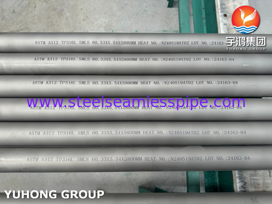 ASTM A312 TP316L Stainless Steel Seamless Pipe Untuk Layanan Korosif Umum