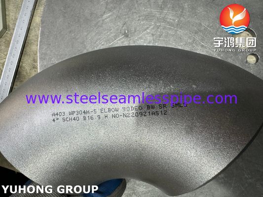 ASTM A403 WP304H Fitting baja tahan karat 90° Jarak pendek siku berlasur tanpa jahitan B16.9