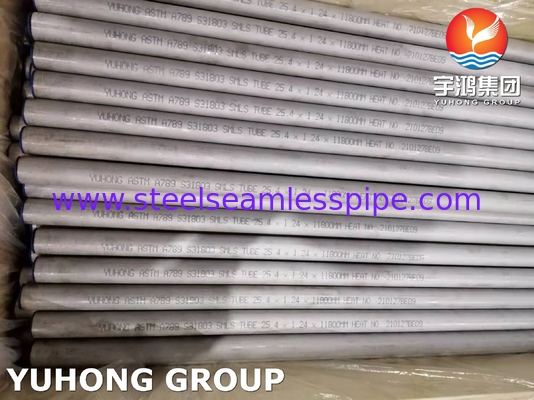 ASTM A789 UNS S31803 tabung stainless steel dupleks tanpa jahitan atau las