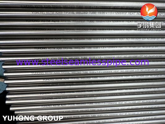 Stainless Steel Welded Tube ASTM A249 TP316L Cahaya Annealed Tube Untuk Industri Minuman 12506MM