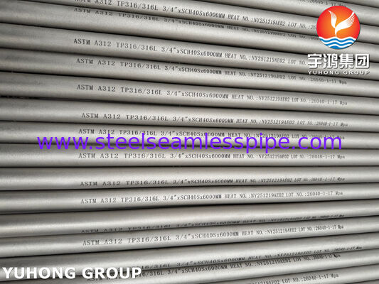 ASTM A312 TP316L / UNS S31603 / EN 1.4404 Stainless Steel Seamless Pipe untuk Industri