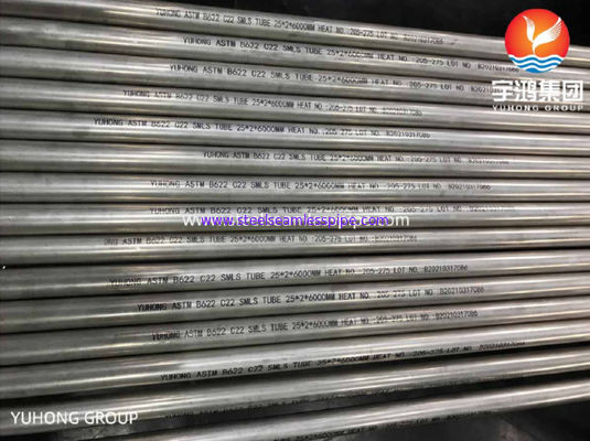 ASTM B622 C22 UNS N06022 Hastelloy Steel Seamless Tube 25 * 2 * 6000mm