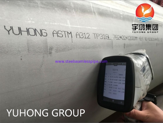 ASTM A312 TP316L Pipa Stainless Steel Diameter Luar Besar Untuk ketahanan tinggi terhadap korosi klorida