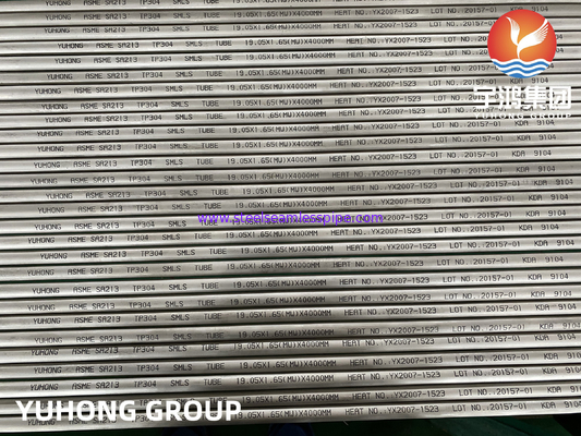 ASTM A213 A213M ASME SA213 TP304 SS Tabung Penukar Panas Mulus Ketebalan Dinding Minimun